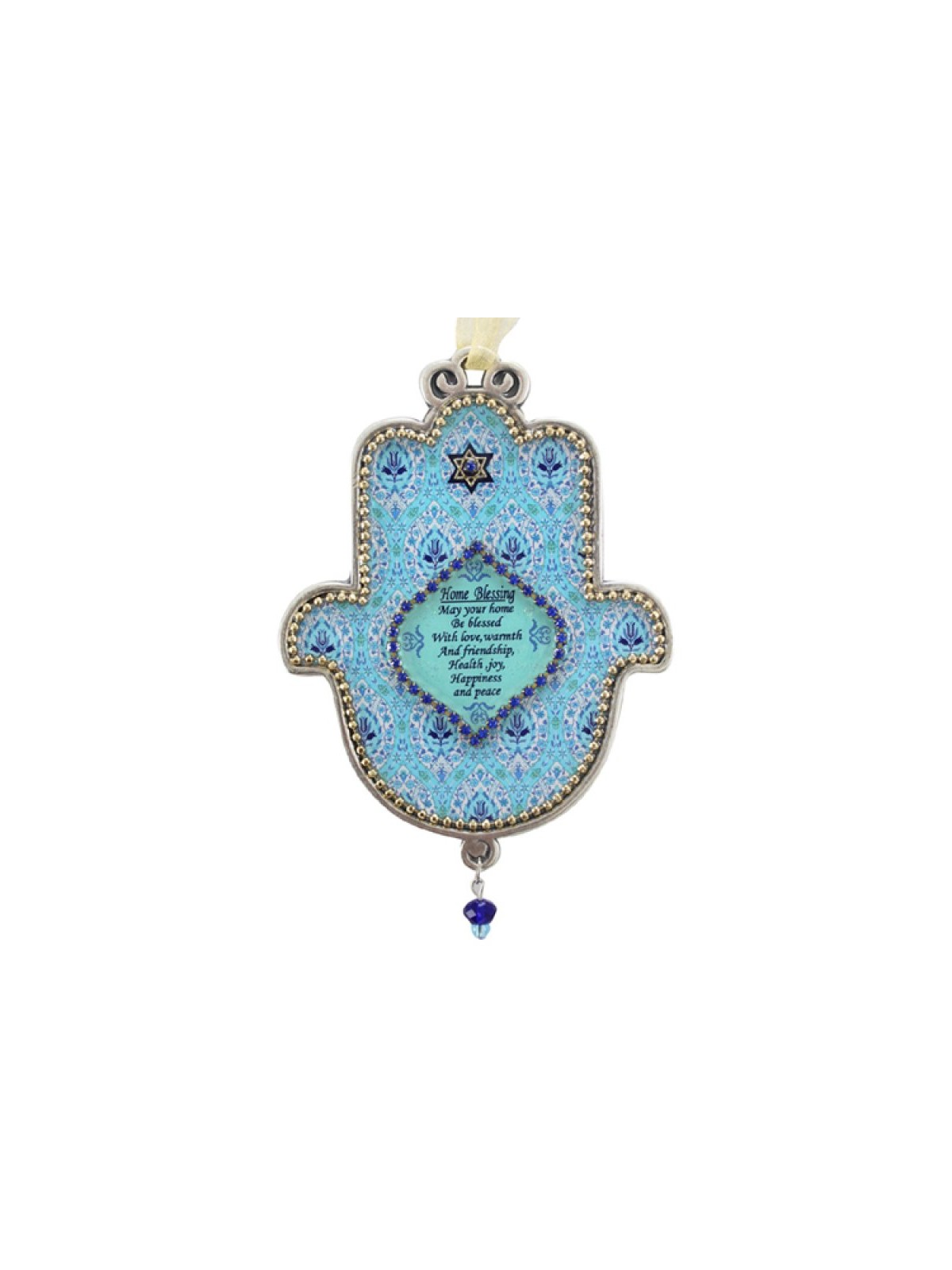 Iris Design Hand Painted Hamsa Wall Plaque English Ho... | Hamsa Hands