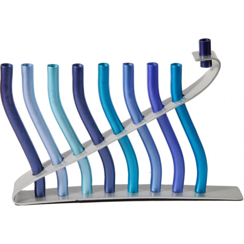 Yair Emanuel Anodized Aluminum Hanukkah Menorah ... | Hanukkah Menorah
