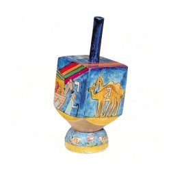 Yair Emanuel Hand Painted Wood Dreidel with Stand Small ... | Dreidels