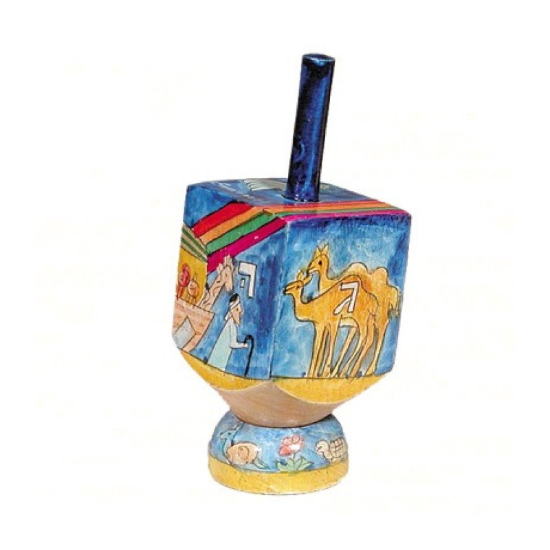 Yair Emanuel Hand Painted Wood Dreidel with Stand Small ... | Dreidels