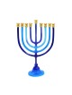 Shades of Blue Chanukah Menorah with Stem Alumin... | Hanukkah Menorah