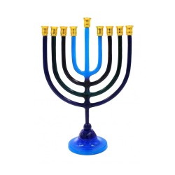 Shades of Blue and Purple Chanukah Menorah with ... | Hanukkah Menorah