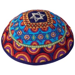 Multicolor Star of David Circles Kippah By Yair Em | Kippahs | Judaica