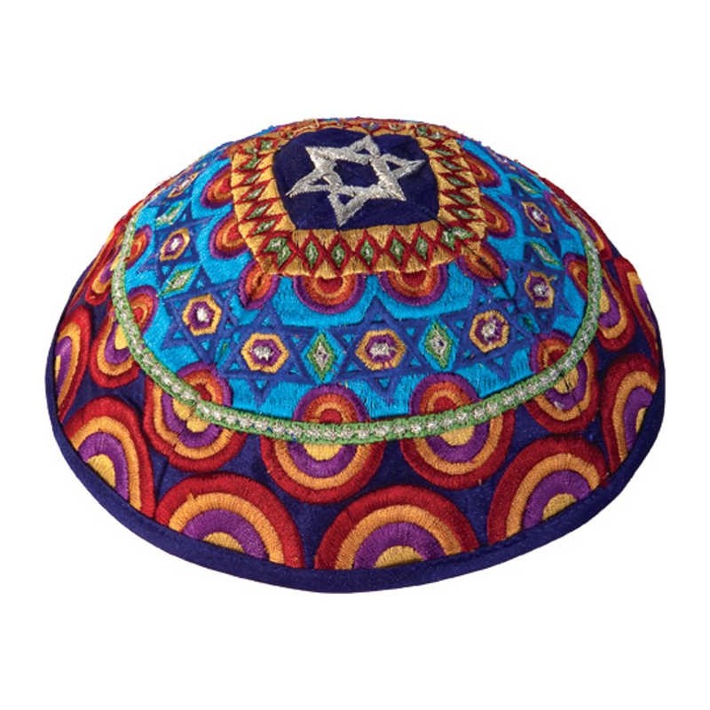 Multicolor Star of David Circles Kippah By Yair Em | Kippahs | Judaica