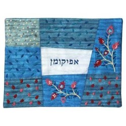 Blue Pomegranate Patchwork Afikoman Bag | Passover | Judaica
