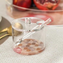 Lucite Honey Dish with Painted Base | Rosh Hashanah | Judaica