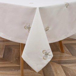 White with Gold/Silver Butterfly Design Tablecloth | Home Goods | Juda