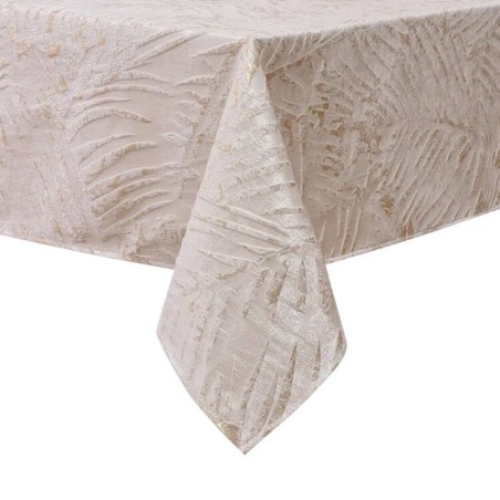 White Gold Leaves Jacquard Tablecloth | Home Goods | Judaica