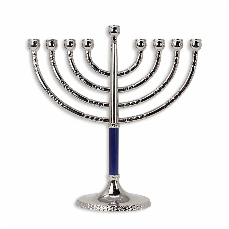 Classical Silver Menorah With Hammered Accents - B | Hanukkah | Judaic