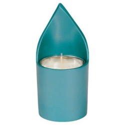 Teal Anodized Yahrtzeit Candle Holder By Yair Eman | Yahrzeit Candles