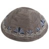 Gray Embroidered Date Palm Kippah By Yair Emanuel | Kippahs | Judaica
