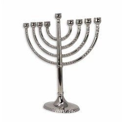 Classical Silver Menorah With Hammered Accents | Hanukkah | Judaica