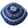 Blue Geometrical Embroidered Cotton Kippah By Yair | Kippahs | Judaica