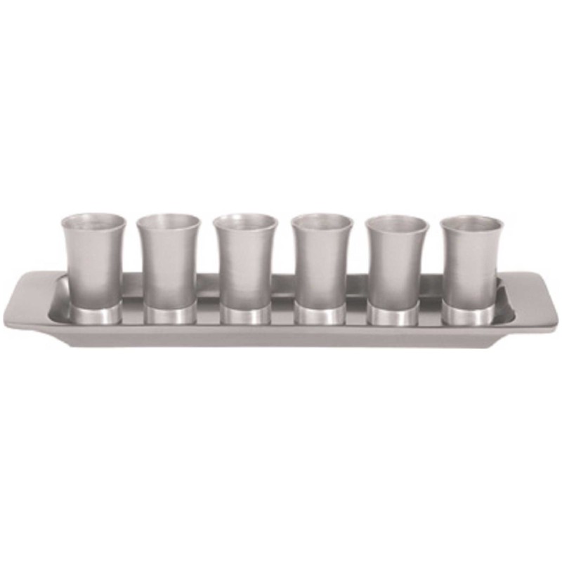 Anodized Aluminum Silver Kiddush Serving Cup Set | Kiddush Cups | Juda