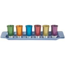 Anodized Aluminum Rainbow Kiddush Serving Cup Set | Kiddush Cups | Jud