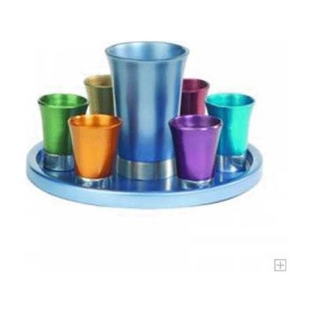 Retro Multicolor Anodized Kiddush Set | Kiddush Cups | Judaica