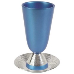 Blue Anodized Curved Kiddush Cup | Kiddush Cups | Judaica