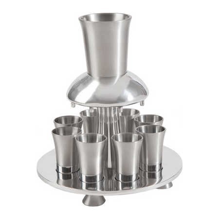 Anodized Aluminum Silver Kiddush Fountain | Kiddush Cups | Judaica
