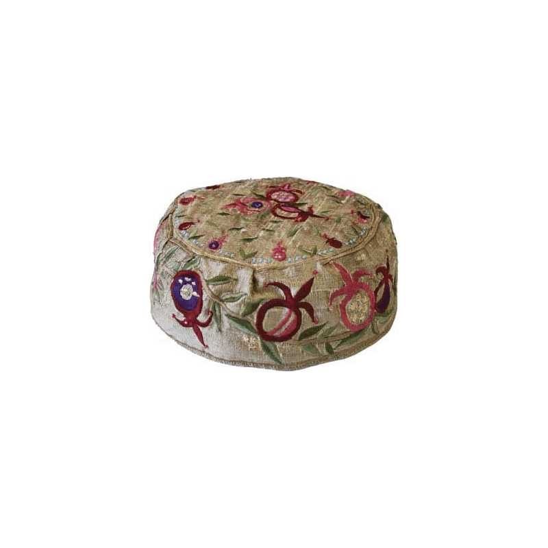 Gold Pomegranate Bucharian Kippah | Kippahs | Judaica
