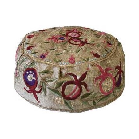 Gold Pomegranate Bucharian Kippah | Kippahs | Judaica