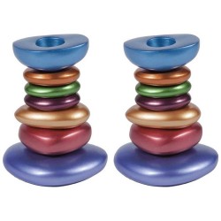 Stacked Stones Candlesticks | Candle Holders | Judaica