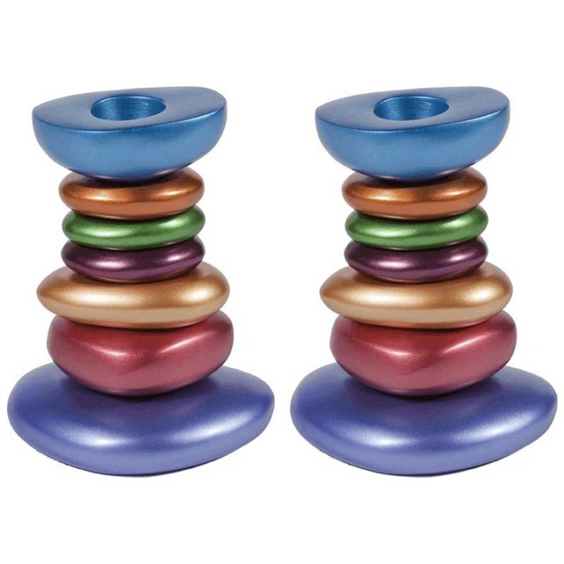 Stacked Stones Candlesticks | Candle Holders | Judaica