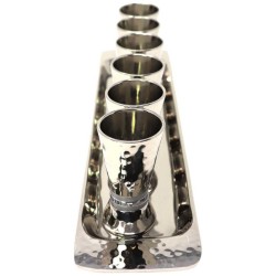 Hammered Liquor Cups with Tray | Kiddush Cups | Judaica