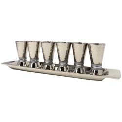 Hammered Liquor Cups with Tray | Kiddush Cups | Judaica
