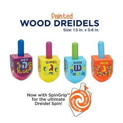 Small Painted Dreidels - Set of 4 | Hanukkah | Judaica