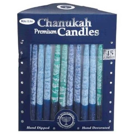 Frosted Shades of Blue Chanukah Candles | Hanukkah | Judaica