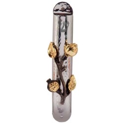Pomegranate Stainless Steel Mezuzah Case - Large | Mezuzahs | Judaica