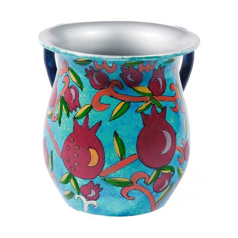 Pomegranate Hand Painted Metal Washing Cup | Rosh Hashanah | Judaica