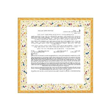 Birds of Paradise - Yellow Ketubah | All Judaica | Judaica