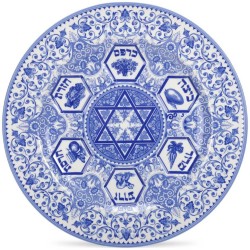 Porcelain Blue Seder Plate | Passover | Judaica