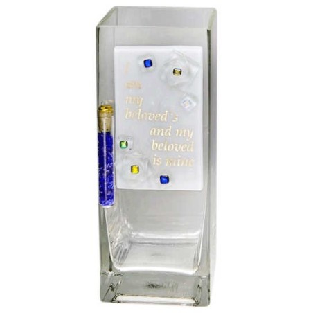 I Am My Beloved's Wedding Glass Keepsake Vase | Home Goods | Judaica