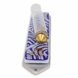 Vortex Blue Wedding Glass Keepsake Mezuzah Case | Wedding | Judaica