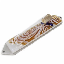 Vortex Amber Wedding Glass Keepsake Mezuzah Case | Wedding | Judaica
