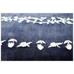 Navy Blue Organza Striped Floral Tallit Set By Yai | Tallit/Tallis | J