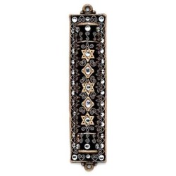 Black & Gold Mezuzah Case | Mezuzahs | Judaica