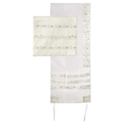 Red Organza Striped Floral Tallit Set By Yair Eman | Tallit/Tallis | J