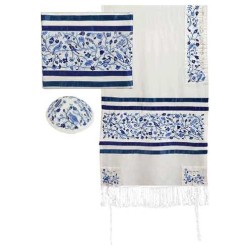 Blue Silk and Cotton Matriarchs Silk Tallit Set By | Tallit/Tallis | J