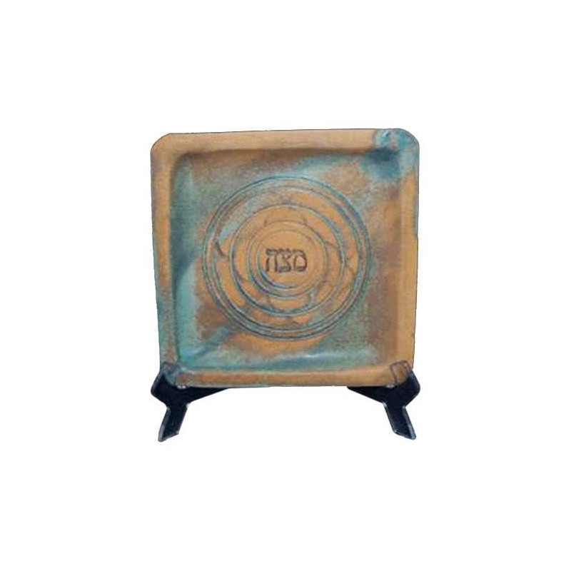 Ceramic Patina Matzah Plate | Passover | Judaica