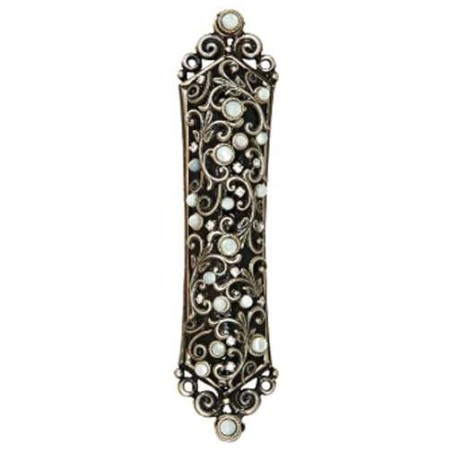 Black with Mother of Pearl Flowers Mezuzah Case | Artists and Designer