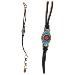 Aqua Evil Eye Bracelet with Pink Crystal | Jewelry | Judaica