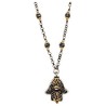 Hematite Hamsa with Beaded Chain Necklace | Jewelry | Judaica