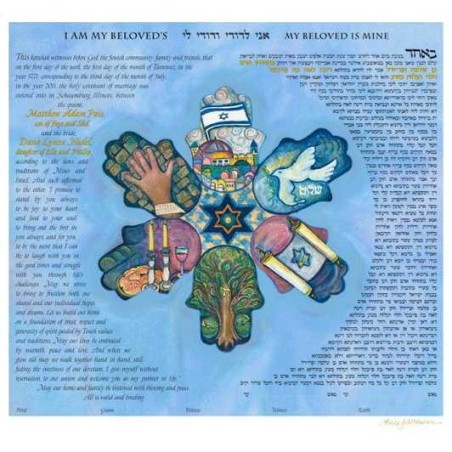 Blue Hamsa Ketubah | All Judaica | Judaica