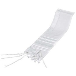 Traditional White with Silver Stripes Wool Tallit | Tallit/Tallis | Ju