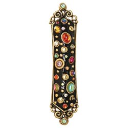 Regal Multi-Color Ornamented Black Mezuzah Case | Mezuzahs | Judaica