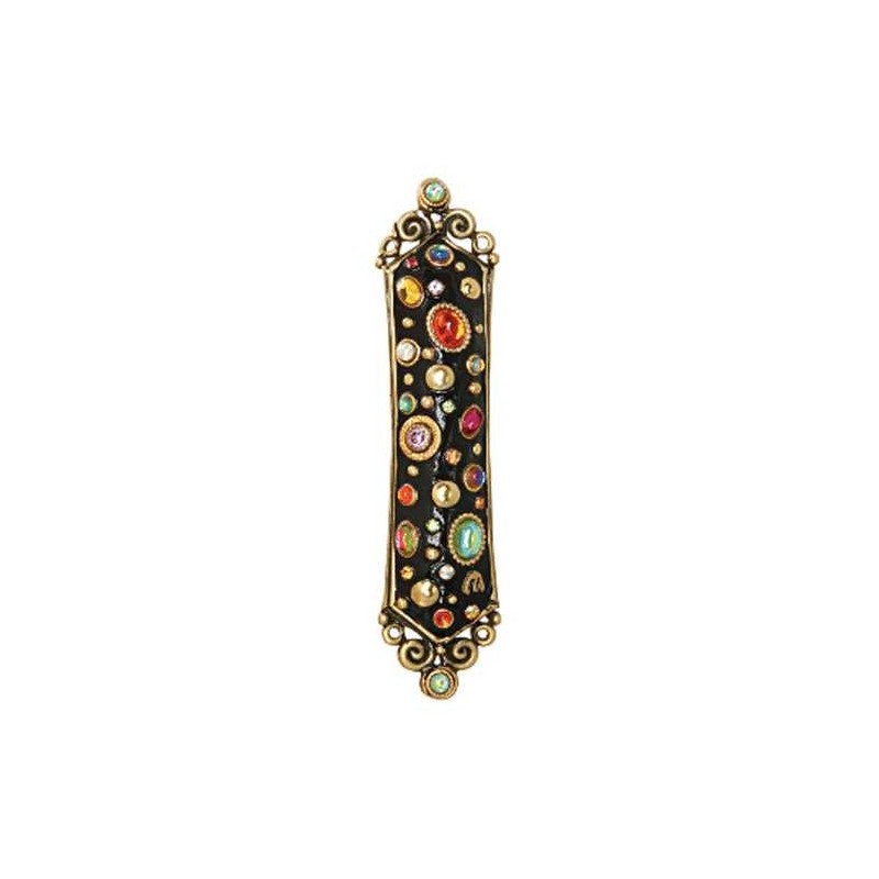 Regal Multi-Color Ornamented Black Mezuzah Case | Mezuzahs | Judaica