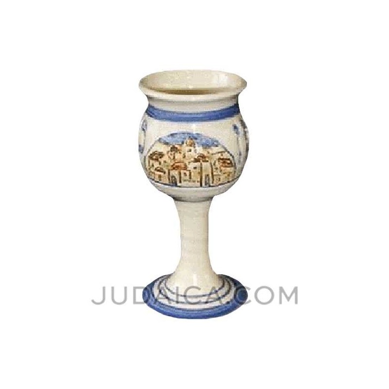 Jerusalem Scene Ceramic Kiddush Cup | Kiddush Cups | Judaica